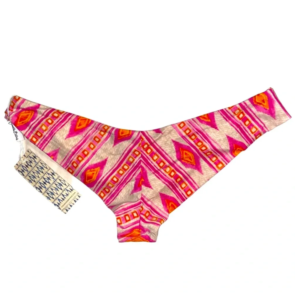 NWT FRANKIE’S BIKINIS Kaia Sherbet Pink Print Bikini Bottoms Size Extra Small